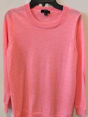 J. Crew Bright Pink 100%Merino Wool Crewneck Sweater